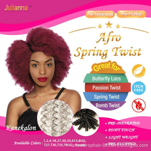 Green Blue 3X Afro Spring Twist Hair Synthetic Braiding Crochet Hair Extensions Spring Twist Braiding Curl Hair 16 Inch